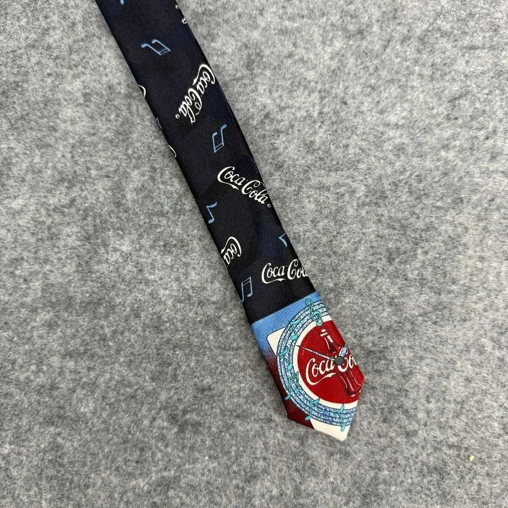 Vintage Coca Cola Mens Neck Tie Music Notes Car Print Checkered Office‎ Work